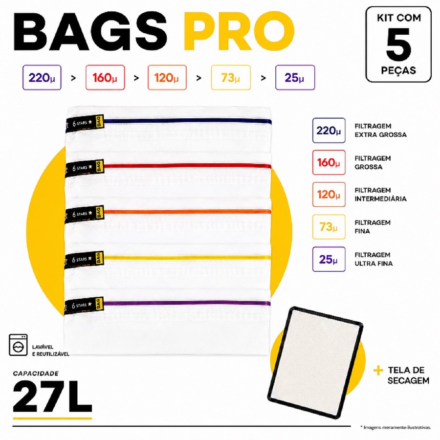 Kit Bags de Ice Full Mesh- 27L com 5 Bags + Tela de secagem