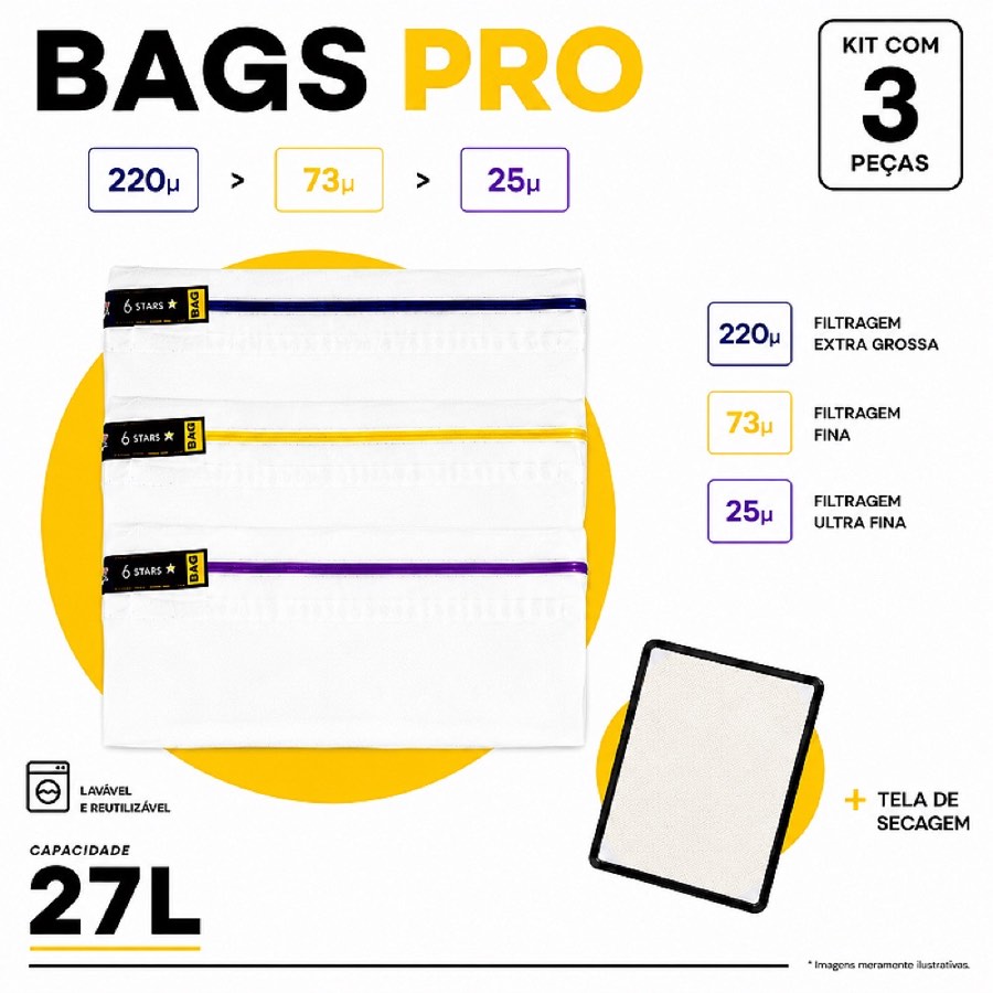 Kit Bags de Ice Full Mesh- 27L com 3 Bags + Tela de secagem